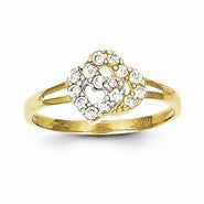 10k Yellow Gold & Rhodium Double Heart Ring