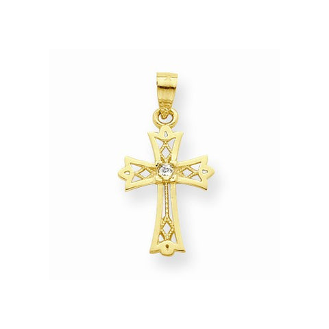 10k Yellow Gold CZ Cross Pendant, Appealing Pendants for Necklace