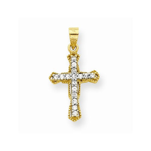 10k Yellow Gold CZ Cross Pendant, Charm