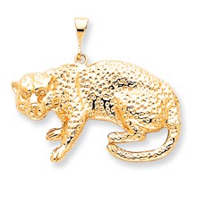 10k Yellow Gold Solid Polished Leopard Charm hide-image