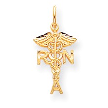 10k Yellow Gold Solid Registered Nurse Charm hide-image