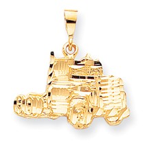 10k Yellow Gold Solid Diamond-cut Semi Truck Charm hide-image