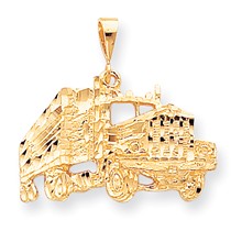 10k Yellow Gold Solid Diamond-cut Semi with Trailer Charm hide-image