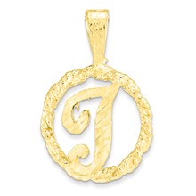 10k Yellow Gold Initial T Charm hide-image
