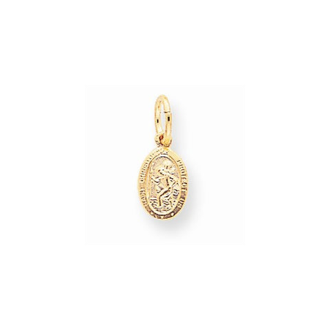 10k Yellow Gold Solid Satin Polished St. Christopher pendant, Alluring Pendants for Necklace