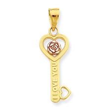 10k Gold Two-tone I Love You Key Charm hide-image