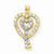 10k Gold CZ Double Heart Key Pendant, Pendants for Necklace