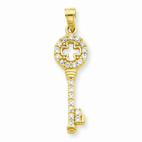 10k Yellow Gold CZ Key pendant, Beautiful Pendants for Necklace