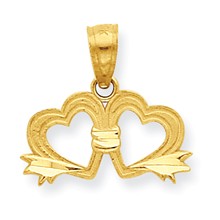 10k Yellow Gold Double Heart Charm hide-image