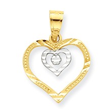 10k Yellow Gold & Rhodium Heart Charm hide-image