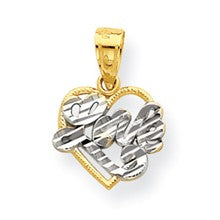 10k Yellow Gold & Rhodium Love Heart Charm hide-image