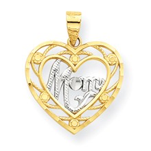 10k Yellow Gold & Rhodium Mom Heart Charm hide-image