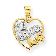 10k Yellow Gold & Rhodium #1 Mother Heart Charm hide-image