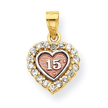 10k Gold Two-tone 15 CZ Heart Charm hide-image