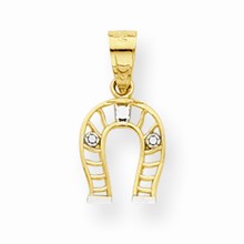 10k Yellow Gold & Rhodium Small Horse Shoe Charm hide-image