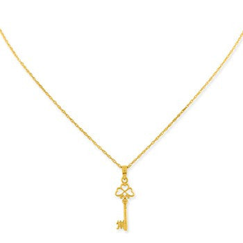 10K Yellow Gold Solid Polished 3-Dimensional Key Charm