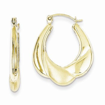 10k Yellow Gold Satin Hollow Fancy Earrings