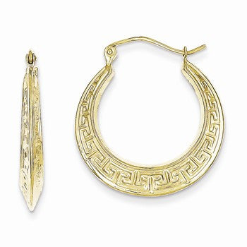 10k Yellow Gold Polished Hollow Greek Key Earrings