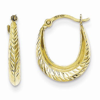 10k Yellow Gold Textured Hollow Hoop Earrings