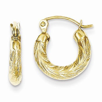 10k Yellow Gold Fancy Small Hoop Earrings