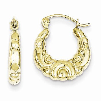 10k Yellow Gold Fancy Small Hoop Earrings