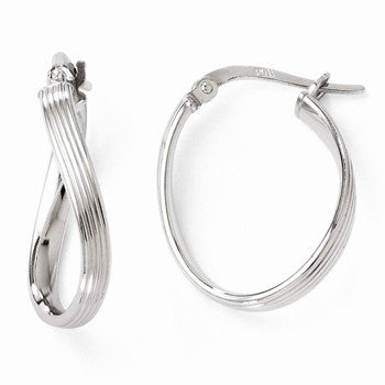 10k White Gold Polished Hinged Hoop Earrings