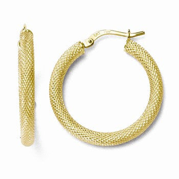 10k Yellow Gold Textured Hinged Hoop Earrings