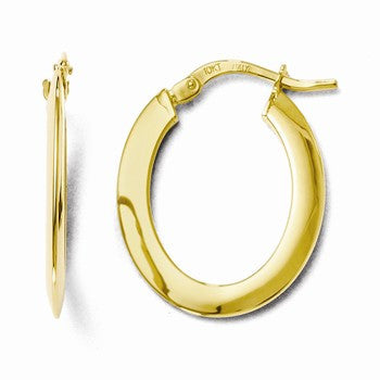 10k Yellow Gold Polished Oval Hinged Hoop Earrings