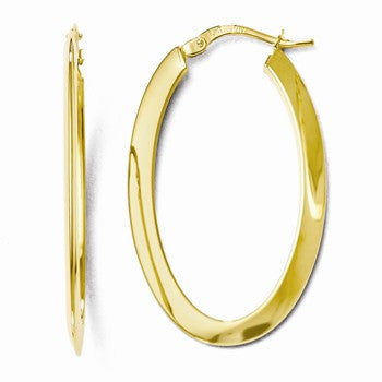 10k Yellow Gold Polished Oval Hinged Hoop Earrings