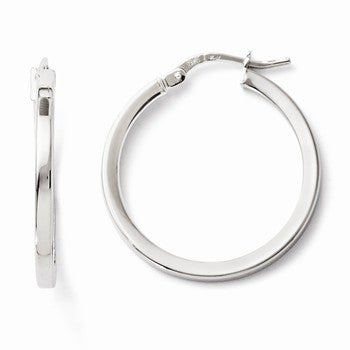 10k White Gold Polished Hinged Hoop Earrings