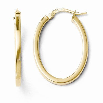 10k Yellow Gold Polished Oval Hinged Hoop Earrings