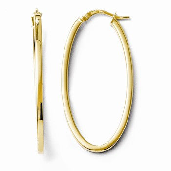 10k Yellow Gold Polished Oval Hinged Hoop Earrings