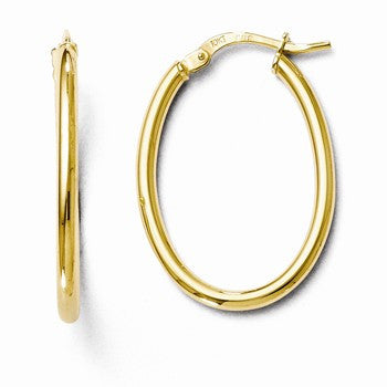 10k Yellow Gold Polished Oval Hinged Hoop Earrings