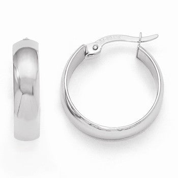 10k White Gold Polished Hinged Hoop Earrings