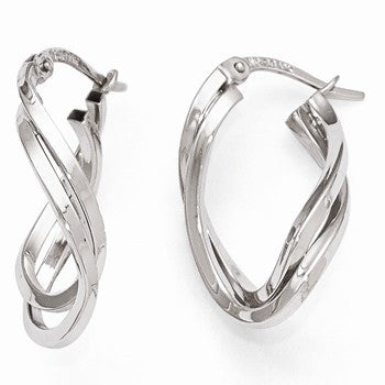 10k White Gold Polished Oval Hoop Earrings