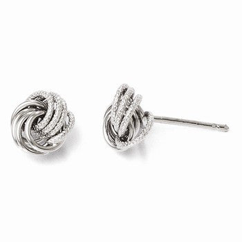 10K White Gold Polished & Texured Post Earrings