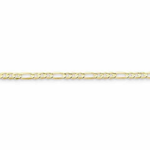 10K Yellow Gold Light Figaro Chain Bracelet