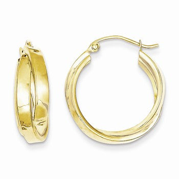 10k Yellow Gold Square Tube Hoop Earrings