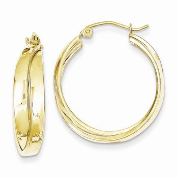 10k Yellow Gold Square Tube Hoop Earrings