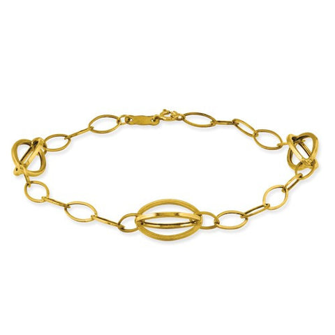 10K Yellow Gold Fancy Oval Link Bracelet