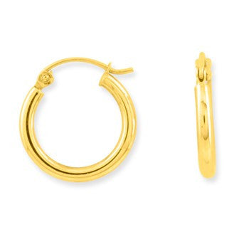 10k yellow Gold 2mm Round Hoop Earrings