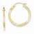 10K Yellow Gold with Rhodium Satin Diamond-cut Flat Hoop Earrings