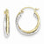 10K Yellow White Gold Textured Twist Hoop Earrings