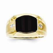 10k Yellow Gold Men's Diamond and Black Onyx Ring