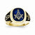 10k Yellow Gold Blue Acrylic Mens Masonic Ring