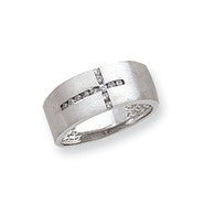 10k White Gold Diamond Mens Cross Ring