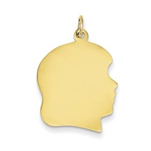 10k Yellow Gold Plain Large .013 Gauge Facing Right Engravable Girl Head Charm hide-image