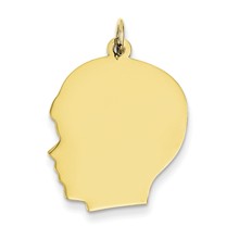 10k Yellow Gold Plain Large .013 Gauge Facing Left Engravable Boy Head Charm hide-image