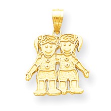 10k Yellow Gold Solid Two Girls Charm hide-image