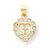 10k Yellow Gold Solid Polished CZ Heart Cross Charm hide-image